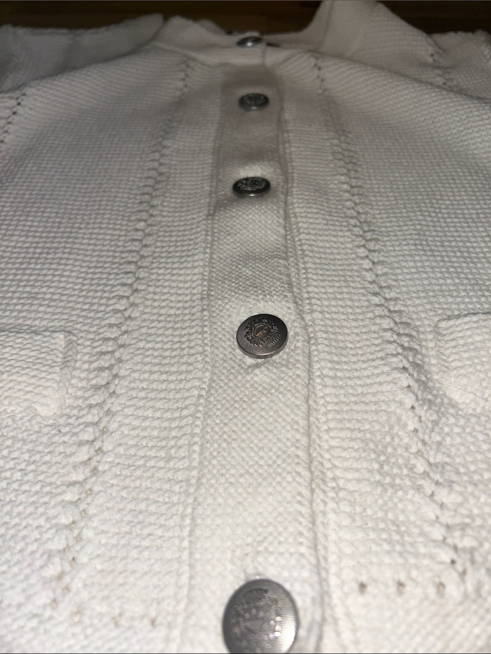 LOFT White Short-Sleeve Button Front Knit Cardigan - Picture 6 of 7
